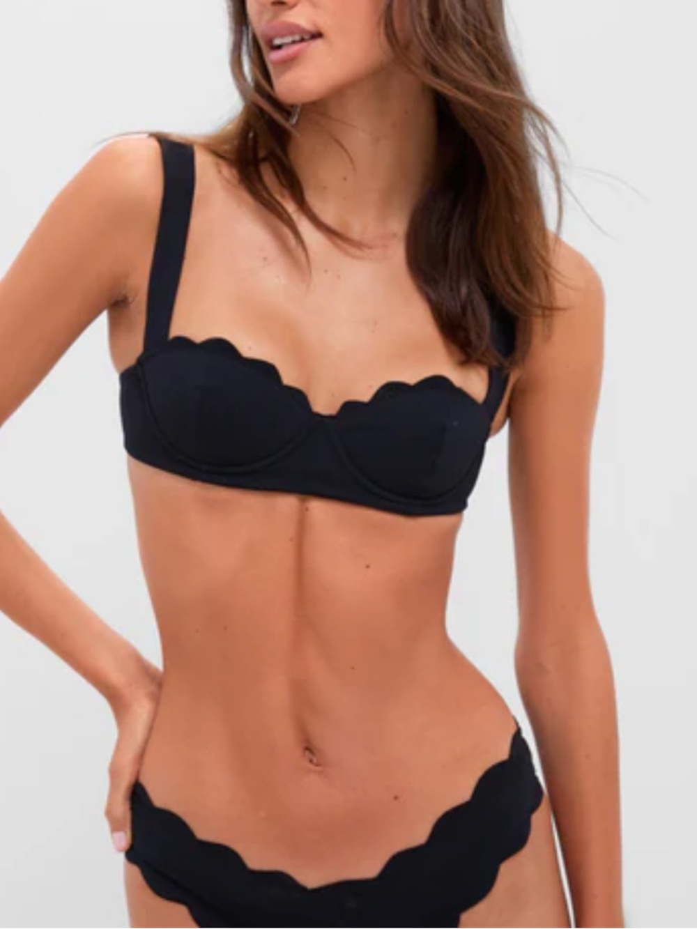 MARYSIA Black North Top Size Large Poolside Vacation Underwire Bikini Scallop